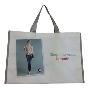 Recycled Pp Woven Khw Tote Hnab Nrog Kev Cai Luam Ntawv